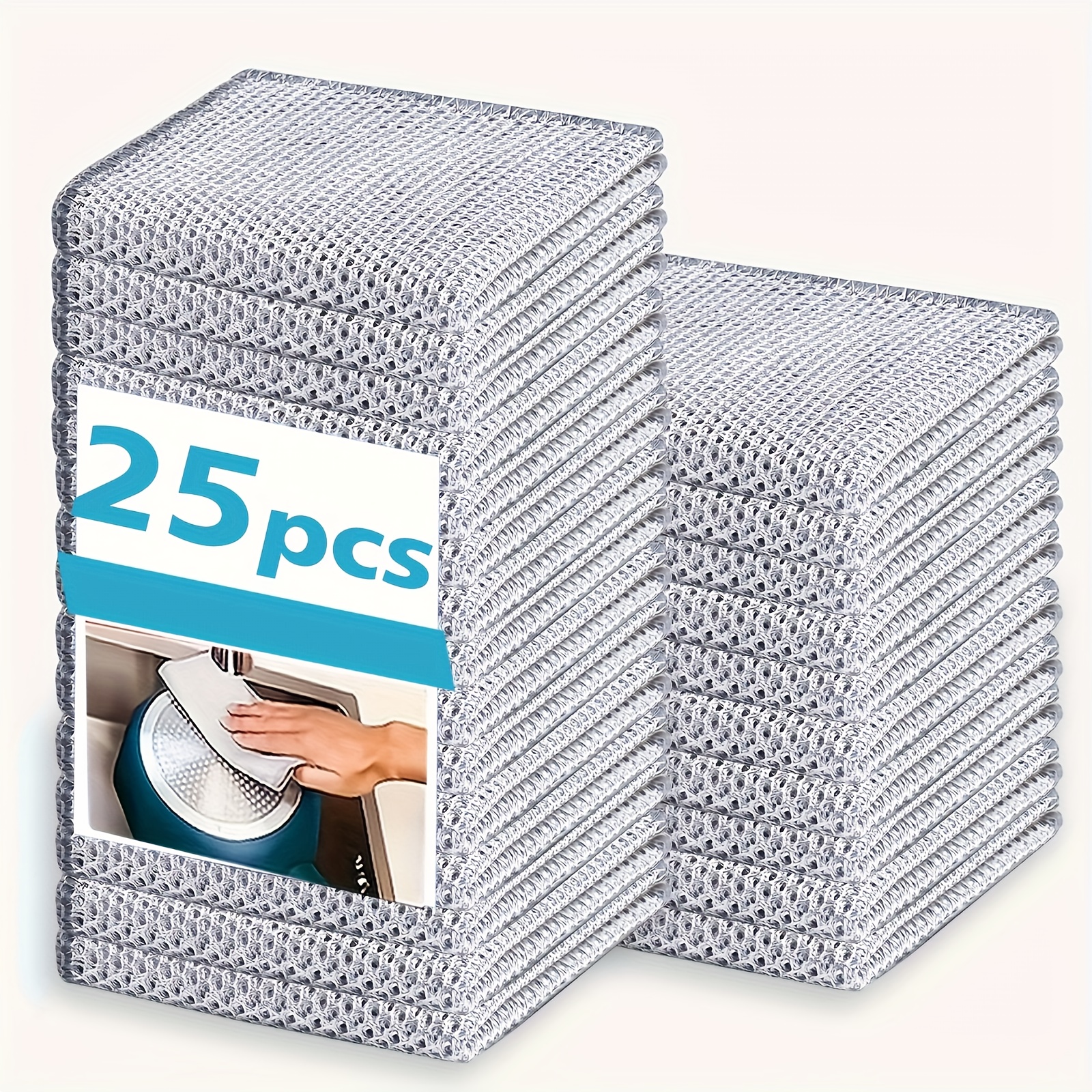 Multifunctional Metal Cleaning Cloth, 25/35 Dish Towel, Kitchen Wiping Pad, Suitable For Dry And Wet Use, Fiber Cleaning Cloth, Designed For Metal And Tableware