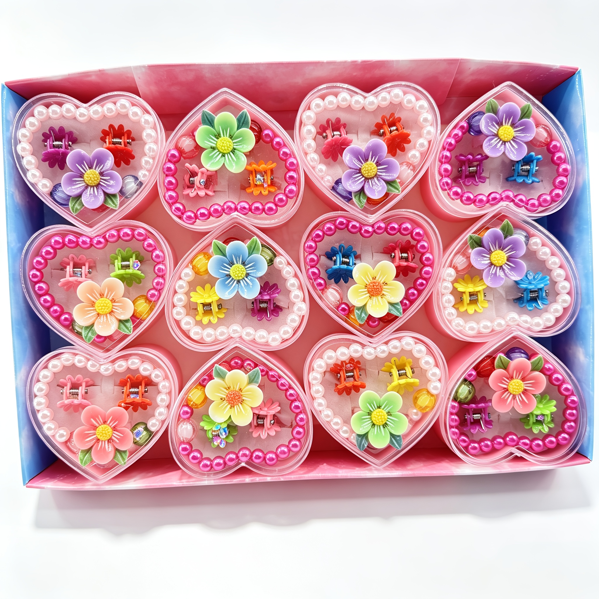 TEMU Floral Jewelry Set, Random Adjustable Ring Bracelet Hair Clips, Y2k Kawaii Unisex Party Additions, Without Battery, For Teenager