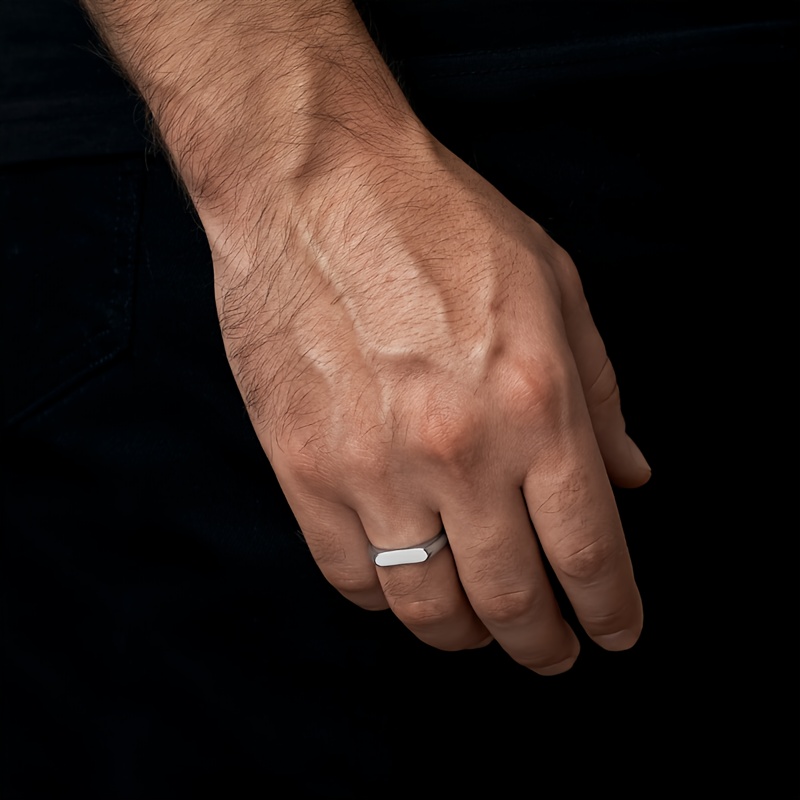 Custom Engraved Rectangle Ring, Personalized Name Bar Ring