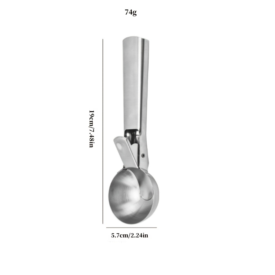 TEMU Stainless Steel Ice Cream Spoon, Cream , Rebounding Scoop Scoop, Ice Cream , Scoop Scoop