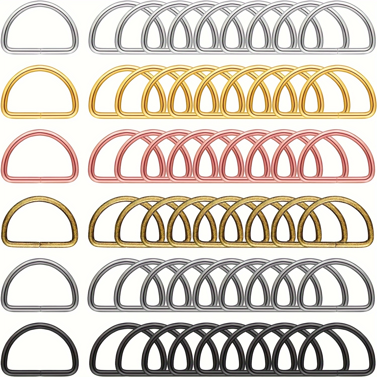 

60pcs Assorted Metal D- Buckles Set For Diy Crafts, Backpacks, Pet Collars & Jewelry Making - Accessories