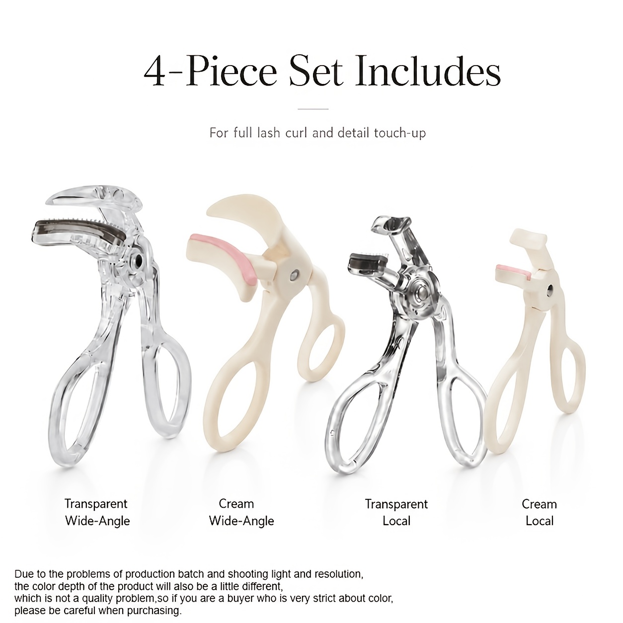 TEMU 4pcs Wide Angle Partial Eyelash Curler Set - False Eyelashes Not Included, Portable Makeup Tool For Beginners