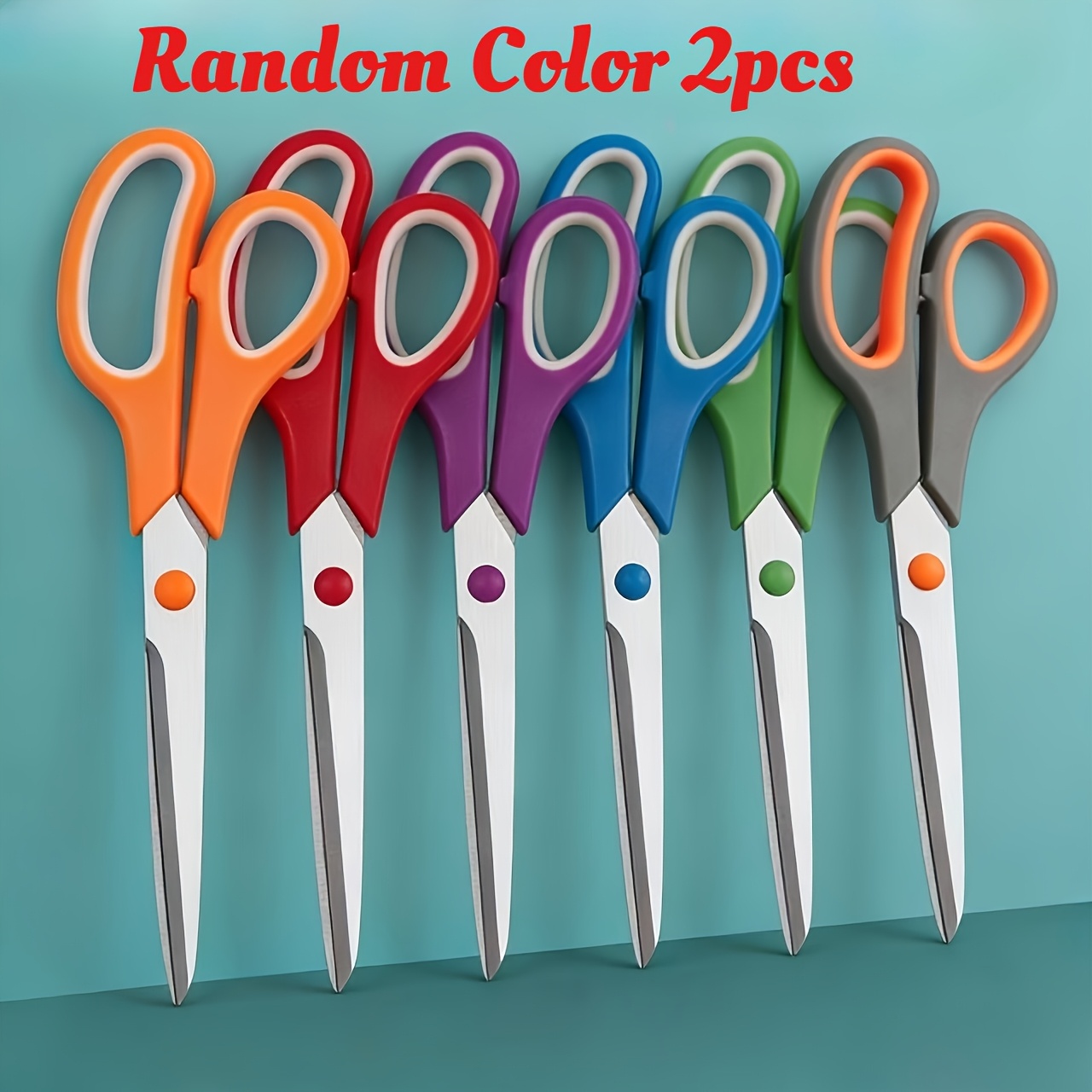 TEMU Random Color 2pcs Scissors With And Stainless Steel - , In Colors, Suitable For School And Home Use - Durable Metal Construction For Cutting