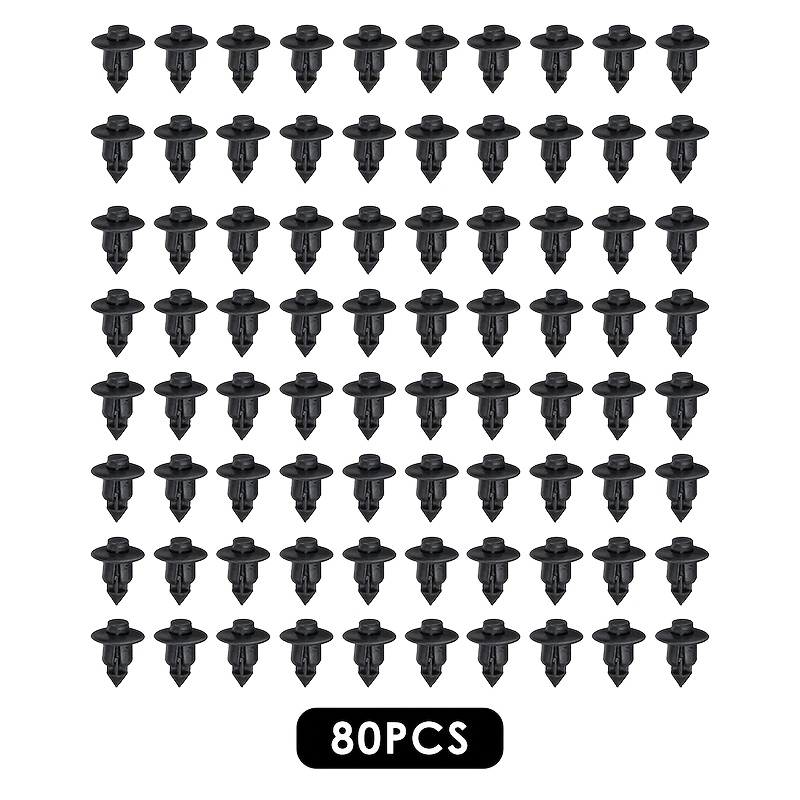 TEMU 80pcs Heavy-duty Black Plastic Rivet Clips -release Rods& Anti-electrostatic Suitable For Screws/rubber Installation, Motorcycle/ Fasteners For