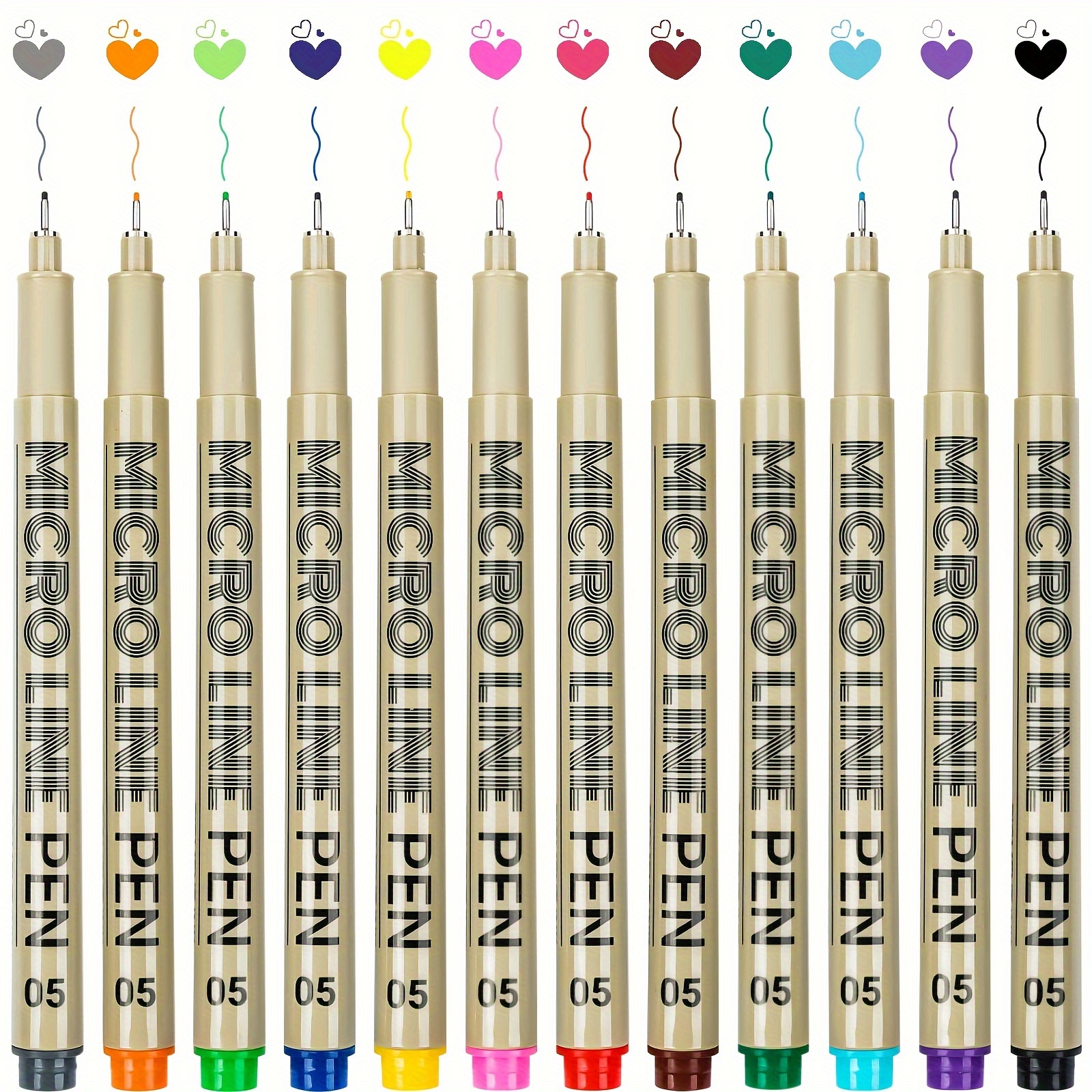 

A Set Of 12 Colorful Needle Tube Pens With 0.5mm Fine Line, Waterproof Archival Ink, Used For Writing, Drawing, Or Note-taking With Non-bleeding Artistic Pens