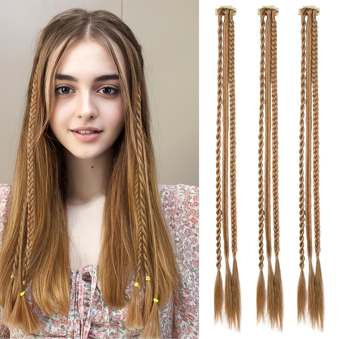 braid hair extensions 3pcs clip in hair extensions baby braids 3 braids on   6 braids   long   synthetic hairpieces for women details 2
