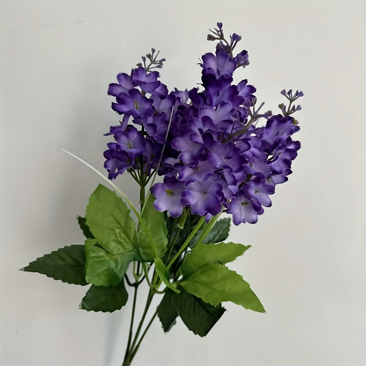 TEMU 1pc 5forks 5heads Lavender Hyacinth Artificial Flowers For Birthday Wedding Anniversary Party Decoration, Home Entryway Arrangement Wooden Fence