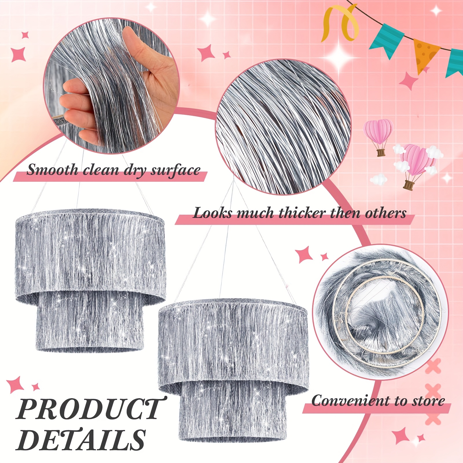 frangipani tinsel chandelier iridescent silvery foil bachelorette party decorations birthday photo booth supplier disco party decorations birthday graduation   shower bachelorette shower party decorations details 6
