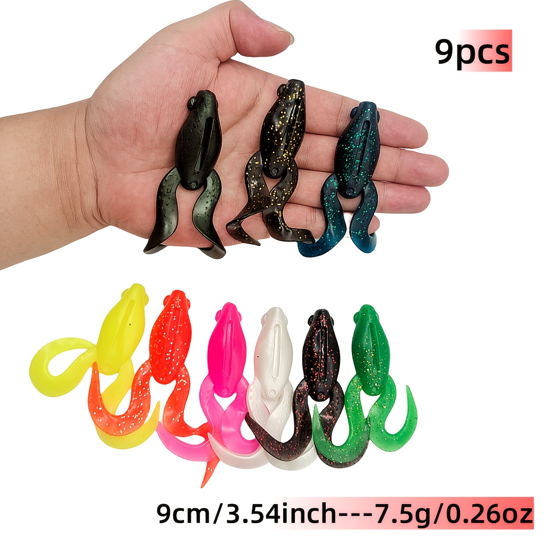 TEMU Juego de 9 piezas, señuelo flotante Thunder Frog, de material TPR , nueva Thunder Frog con y acción de realista. Disponible en 9 colores para