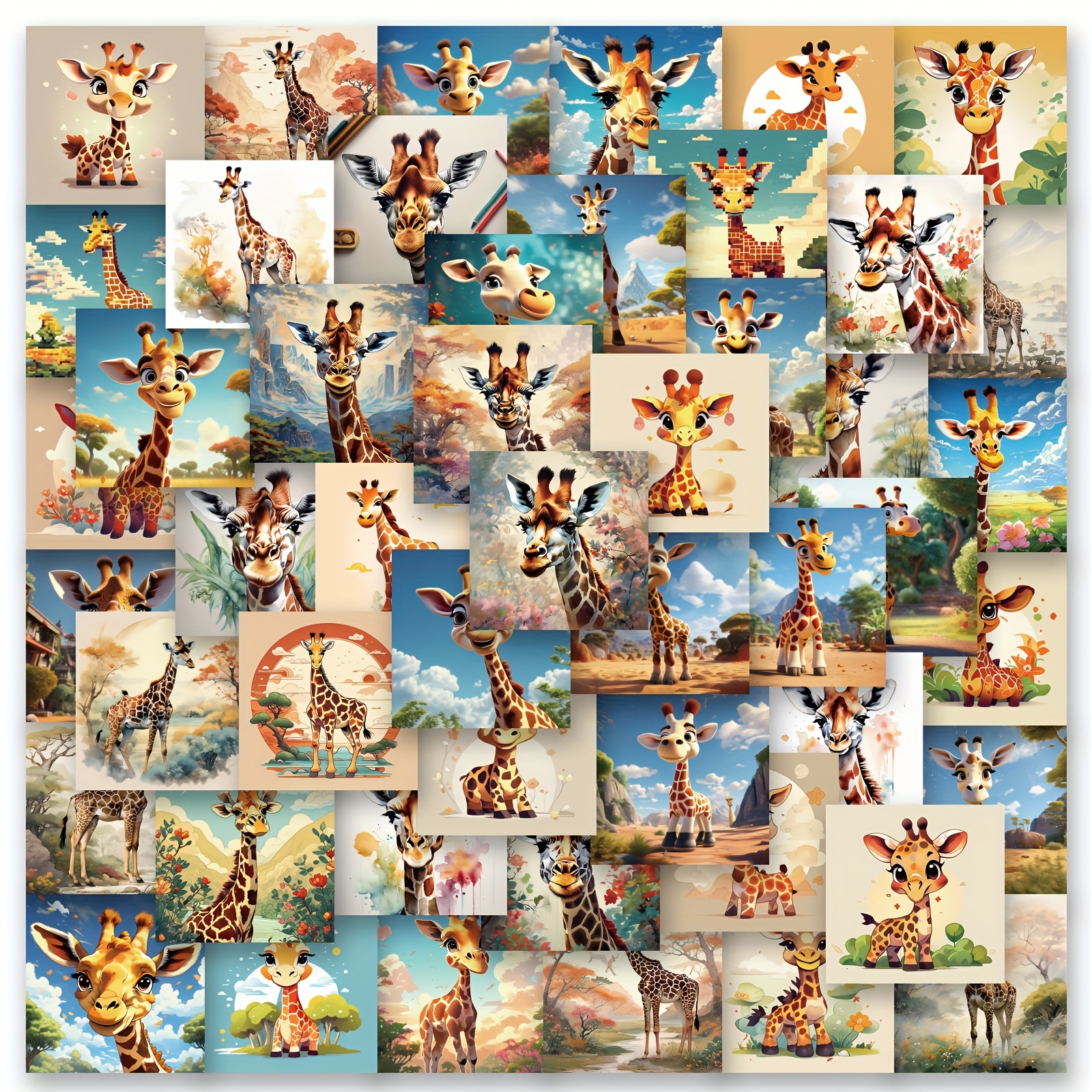 Image of 62pcs Giraffe Stickers For Water Bottle, Cute Vinyl Stickers For Laptop, Water Bottle, Envelopes, Crafts Scrapbooking, Merry Aesthetic Decorations, Stickers