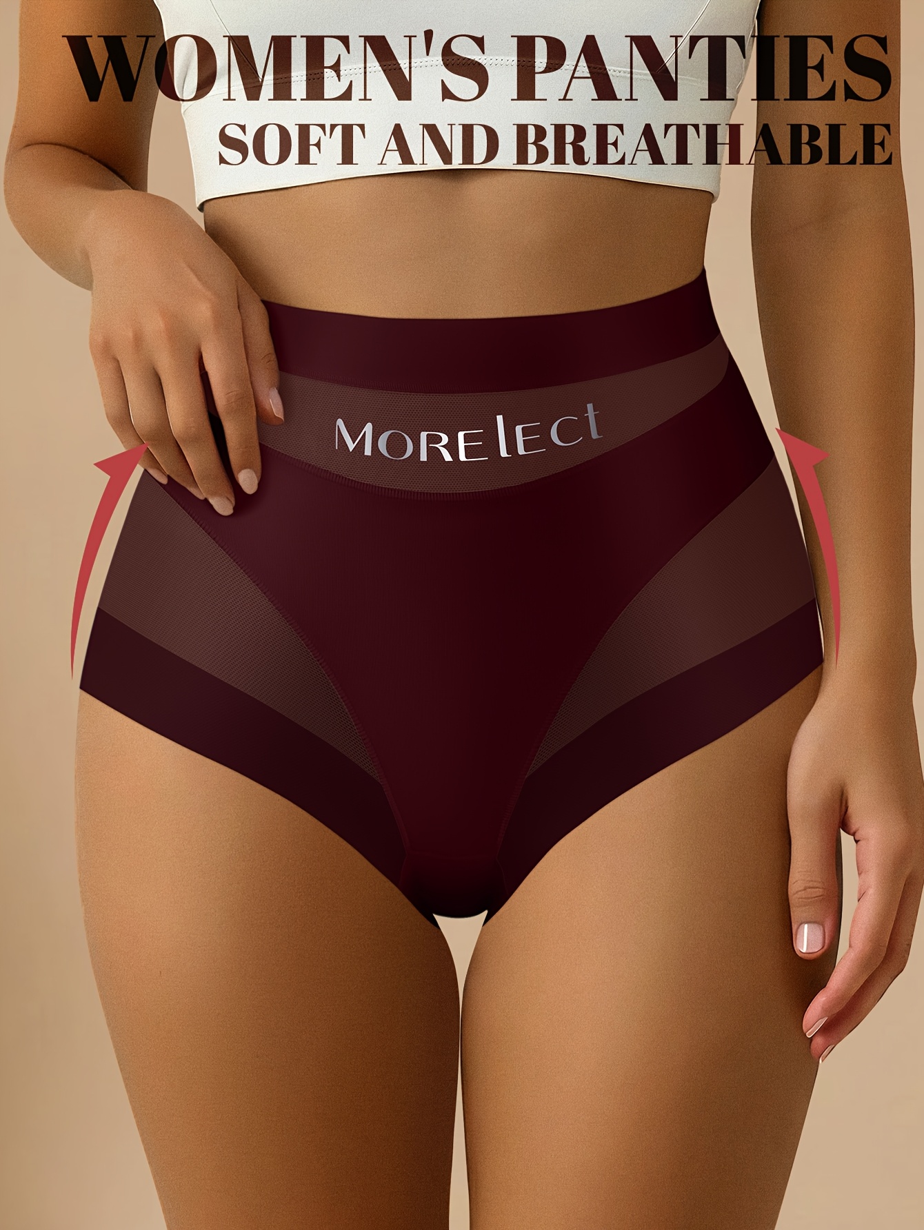high waist tummy control womens briefs breathable mesh   seamless cross support   summer lightweight solid color  