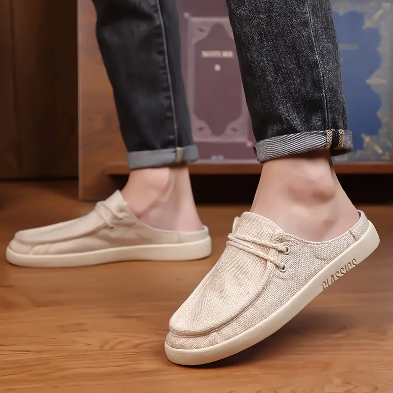 mens linen slip on loafers casual summer shoes with breathable fabric upper comfortable rubber sole and adjustable lace for outdoor casual attire shoes for hiking streetwear footwear durable footwear Product details 2