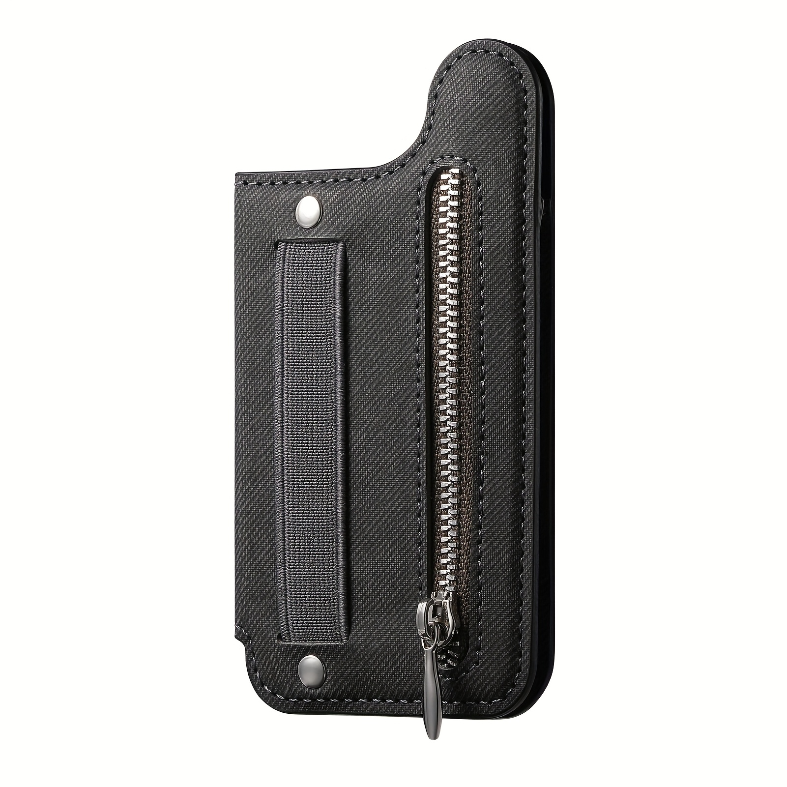 E-shop 1 Flip-Kartenhalter Handyhülle mit Handgelenkschlaufe, Tragbare Reißverschluss-Geldbörsen-Design für mehrere Karten und Schreibtischständer