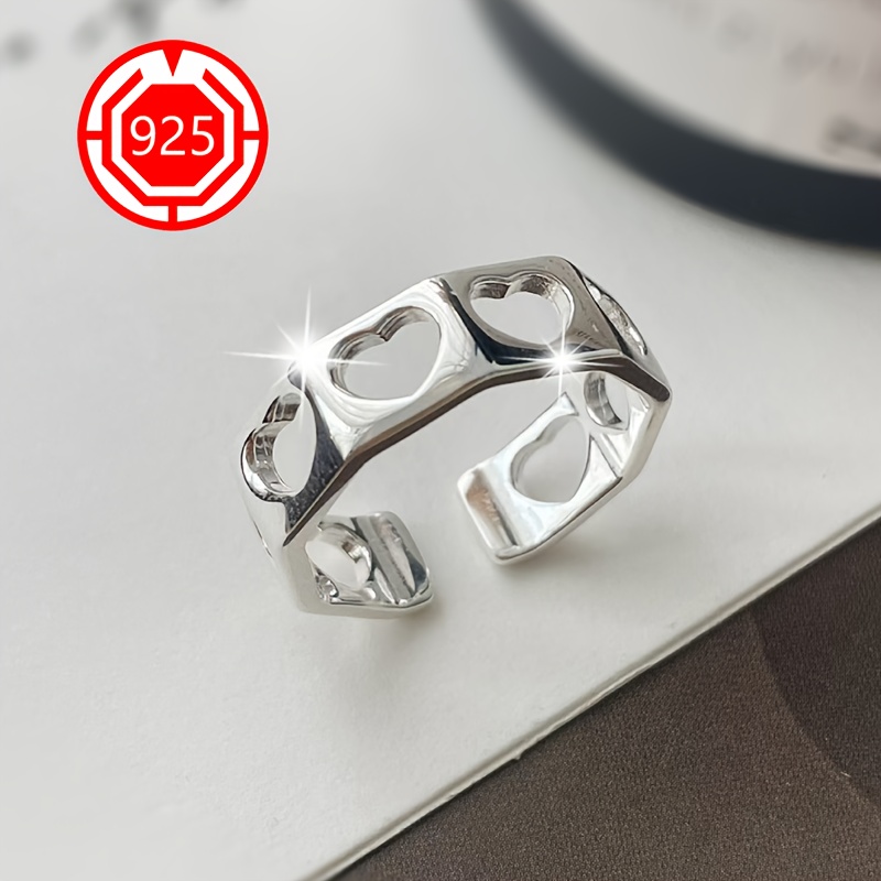 925 Silver Hollow Love Ring for Women