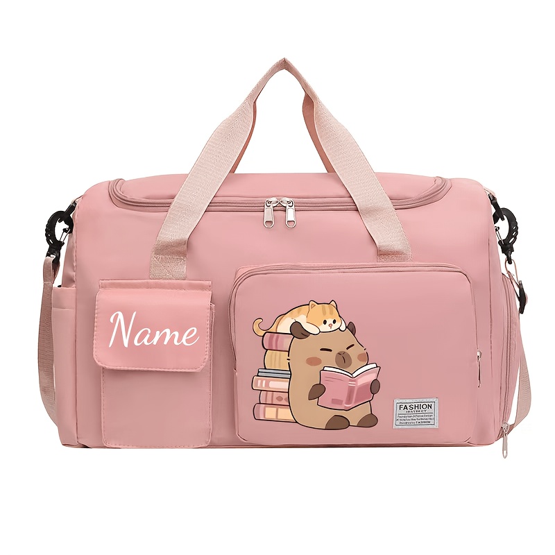 TEMU Customizable Capybaras Print Travel Bag, Multifunctional Fitness Duffel Bag And Backpack, Large Capacity Casual Nylon Travel Bag, Lightweight,