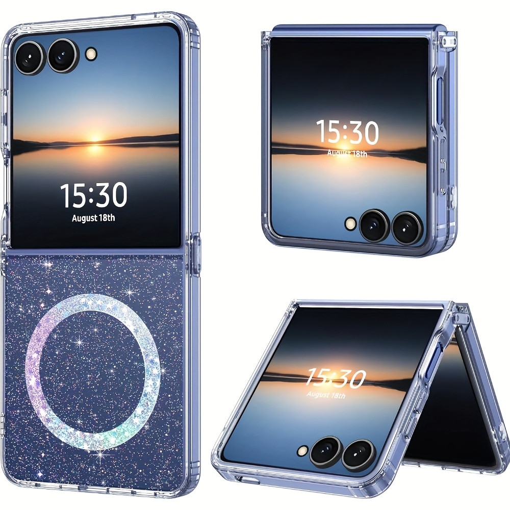 TEMU Phone Case: For Samsung Galaxy Z Magnetic Phone Case, 5g Integrated Glitter Phone Case, Women's Fashionable Phone Case