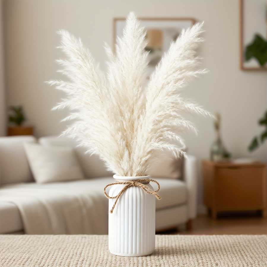 Image of Boho Round Vase With Bow Tie Rope | Cylindrical Plastic Flower Pot For Fresh/dried Flowers, Ideal For Living Room, Bedroom, Office - Elegant Neutral Container
