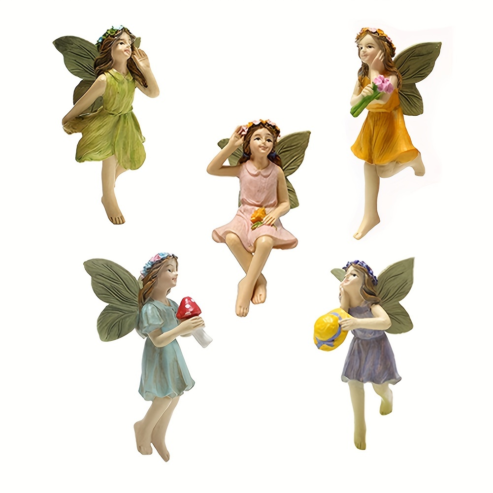 

5 Pcs Statuettes New Flower Fairy Pendant Creative Resin Fairy Statue Pendant, Pendant Garden Garden Potted Accessories, Outdoor Or Interior Decoration For Outdoor Or House Decor