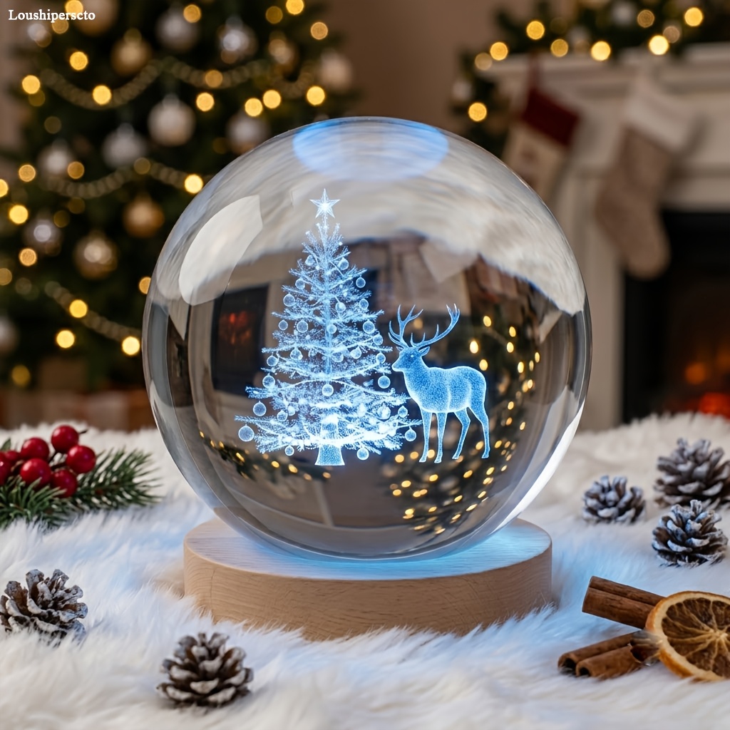 TEMU Led Crystal Night Light Christmas Tree Bedroom Souvenir Gift Graduation Anniversary Birthday Valentine's Day Mother's Day Holiday Party Gift For