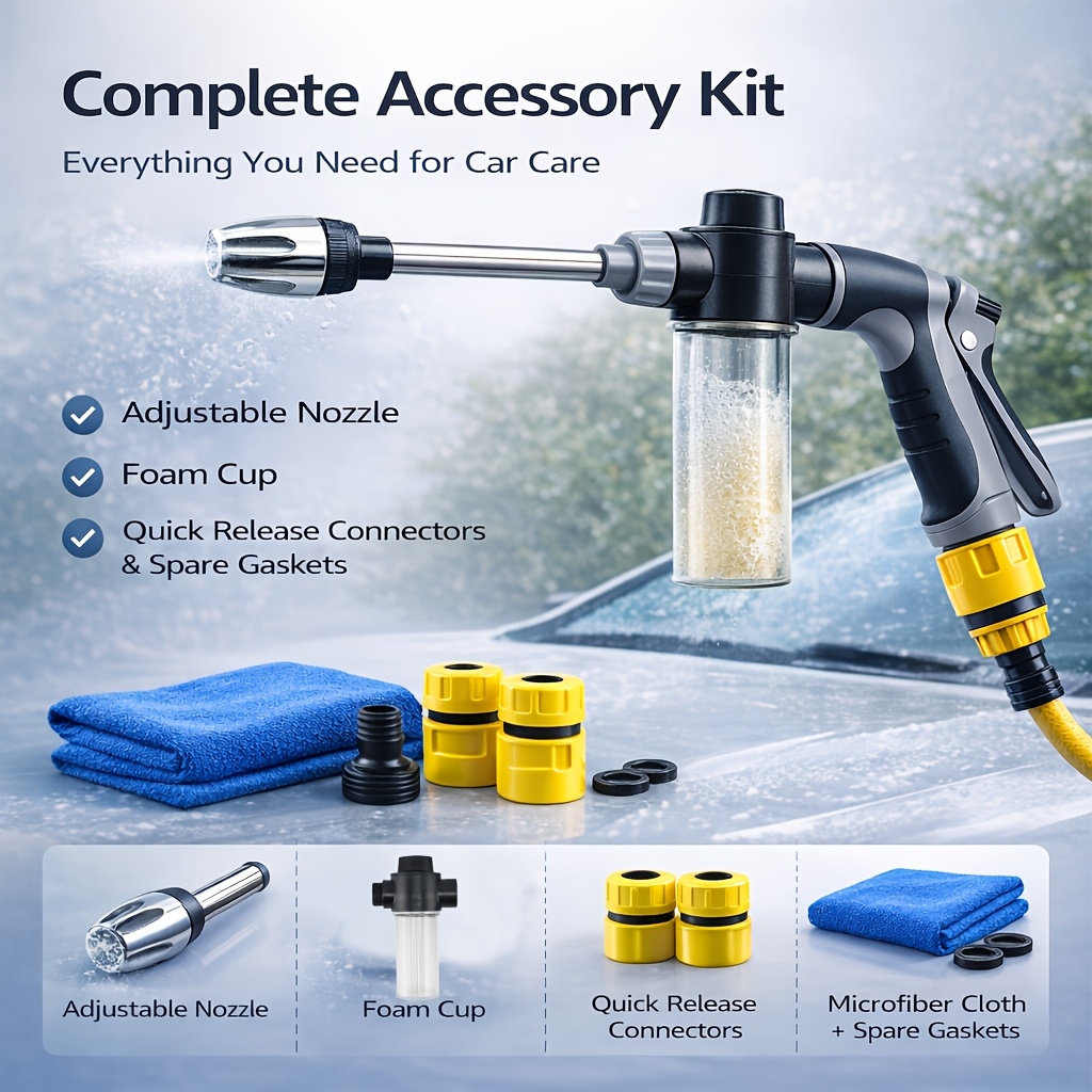 Portable High Pressure Water Gun, Stronger Impact, Non-slip Grip For Wet Hands, Multi-use Car Wash & Garden Watering, 1 Gun Can Handle Car Washing And Watering Flowers