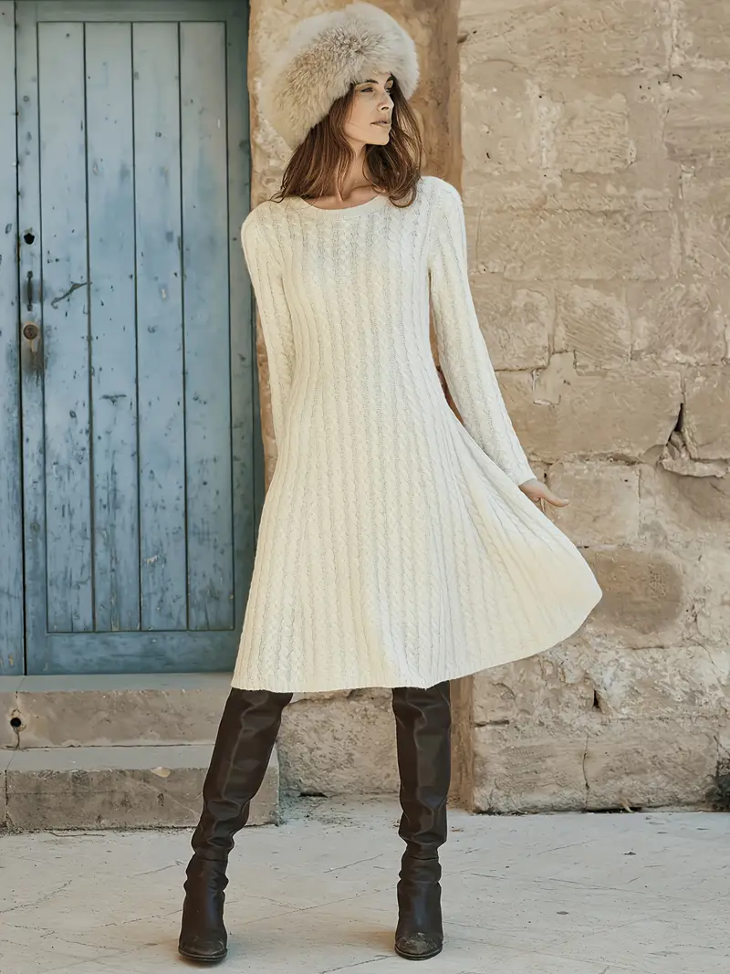 cream winter dress women Beige Winter Knit Dress, Turtleneck Sweater Dress, Knit Sweater Dress for Women, Winter Maxi Dress, Warm Winter Dress,plus Size Winter Dress