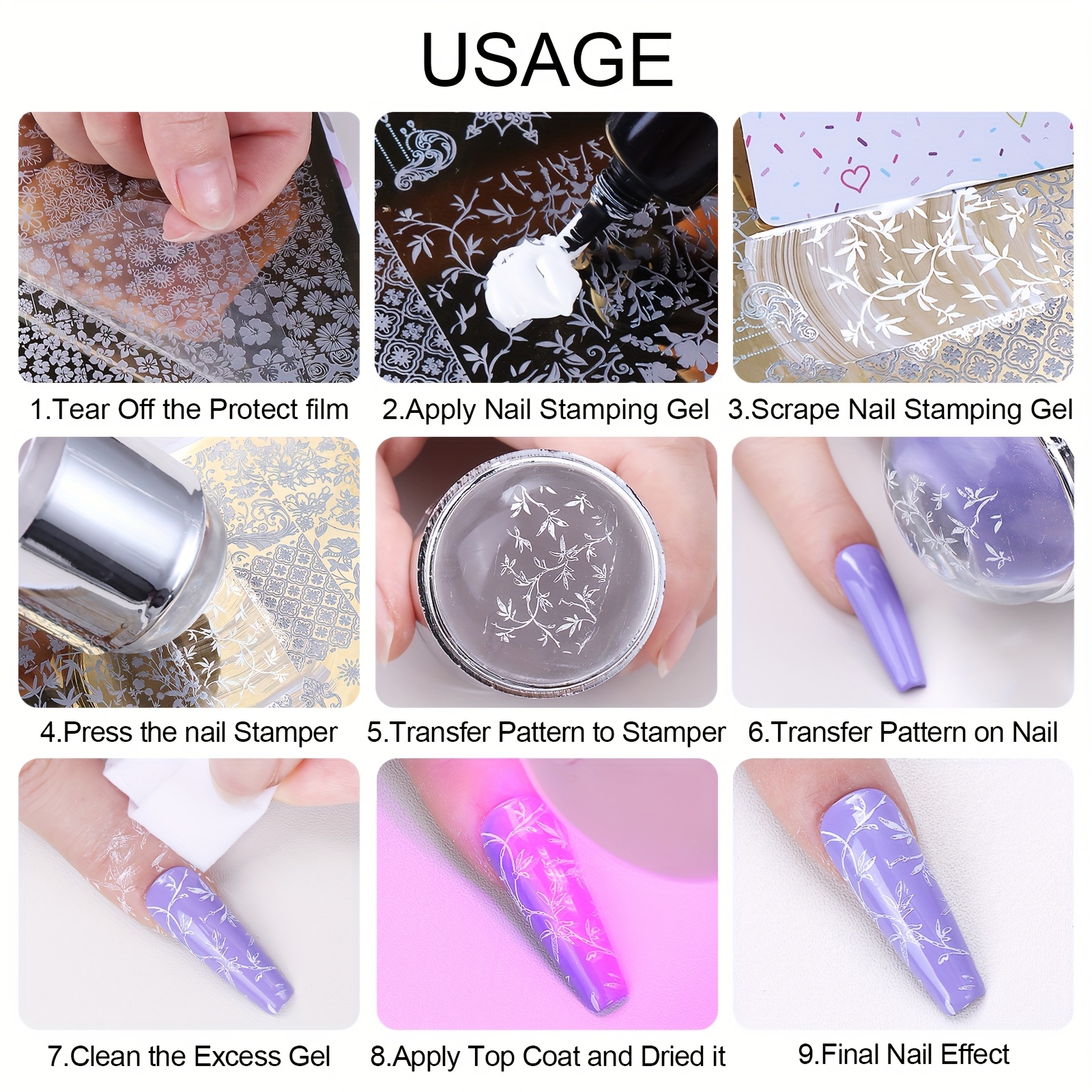Stempelplatte Mit 20 Fächern, 9,5 X 14,5 Cm, Violett – Nagelkunst-Organizer Für Stempel, Schablonen & Zubehör