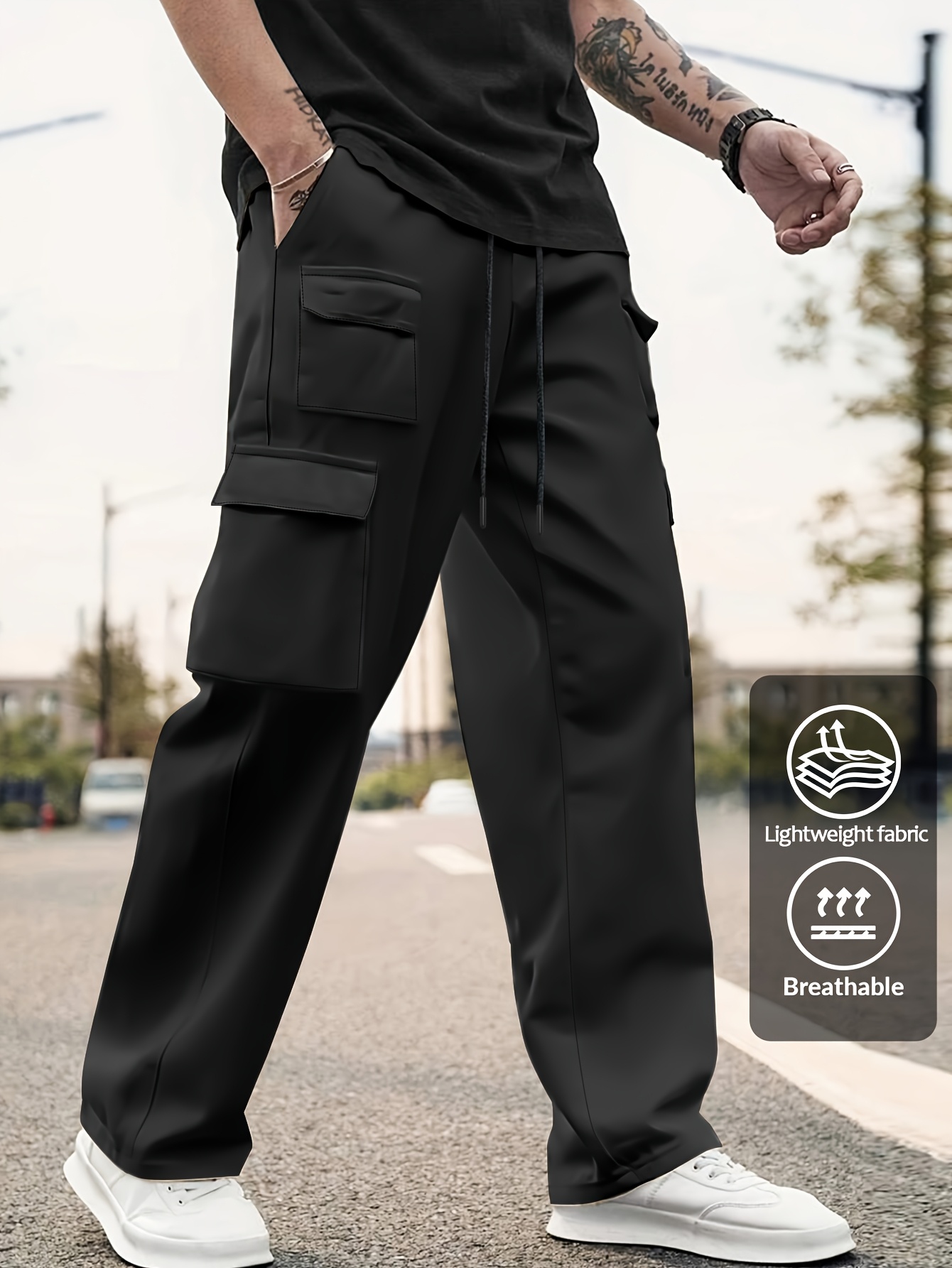 mens new casual multi pocket cargo pants lightweight - Temu Oman
