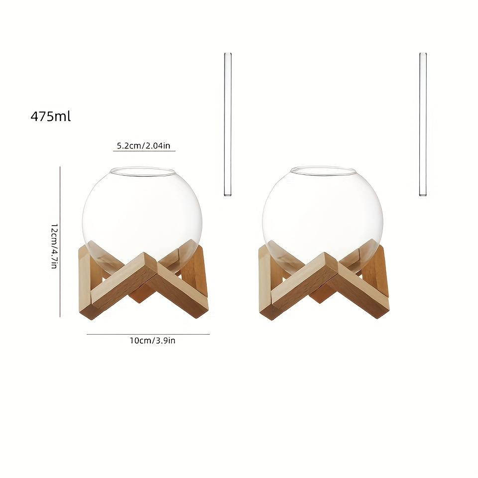 TEMU 1pc/2pcs/4pcs Spherical Glassware Drinking Cups With Straws And Wooden Coasters, Quantities | Personalized Cup Aesthetic Glassware High