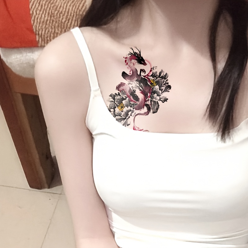 a plum   dot dragon tattoo sticker suitable for   chest and more ideal for   and activities waterproof sweatproof and rub resistant