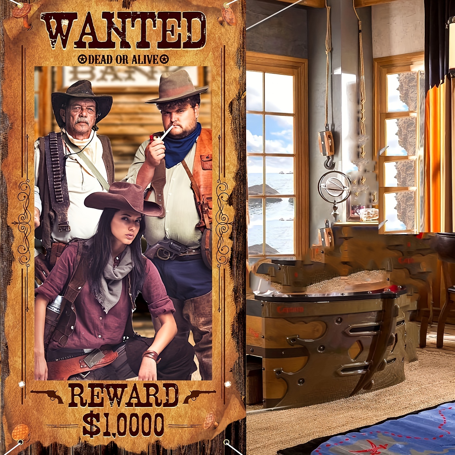 Wild West Cowboy Party Backdrop - 1,000 Dollar Viewing Pleasure Theme |  Polyester Photo Booth Background for Birthdays & Western Celebrations |  Indoor/Outdoor Garden Decor | 72&*;x36