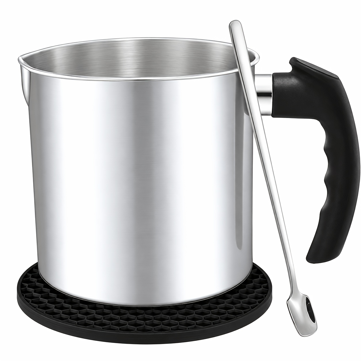 TEMU Wax For Candle Making, With Pouring Spout Design, -resistant Handle, Stainless Steel Material, Includes , Stirring Spoon, Heat-resistant Mat,