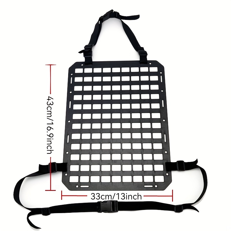 TEMU Tactical Molle-compatible Vehicle Seat Back Organizer Panel - Durable Abs Plastic Modular Storage With Multiple Compartments, Molle Webbing &