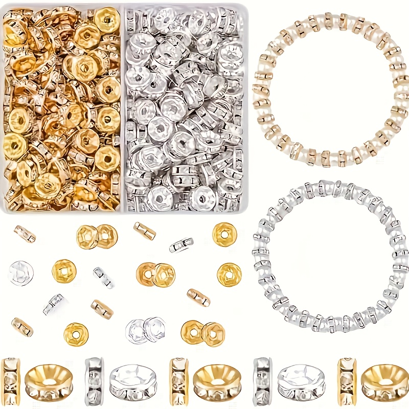 

Golden & Silvery Crystal Spacer Beads, 6mm/8mm - Ideal For Diy Necklace & Bracelet Jewelry Crafting, Hair Accessories, Handicrafts, Small Jewelry Making Materials Pen Decoration