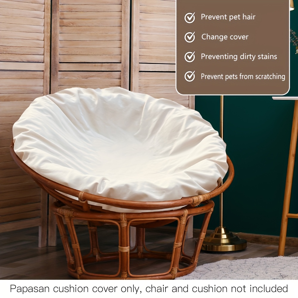Papasan Chair Cushion Cover Beige Beige-Friendly Fabric, Zippered  Round Egg Chair Cover with Scratch-Resistant, Hand Washable