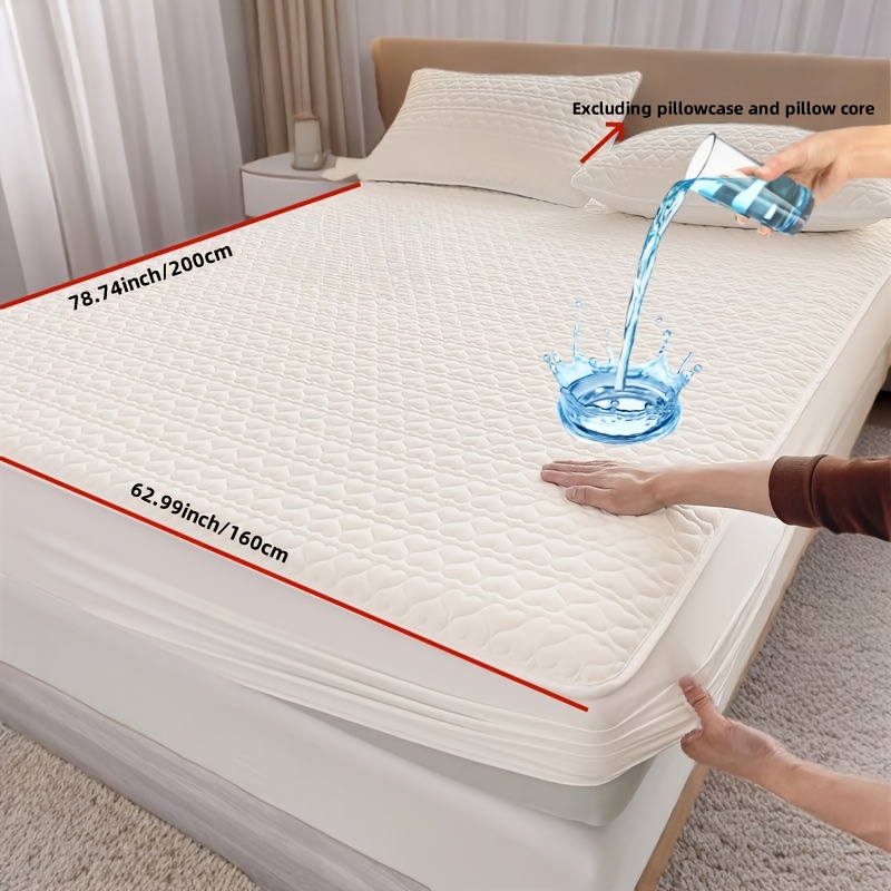 E-shop 1 Stück Einfarbiger Weicher Atmungsaktiver Wasserdichter Matratzenschoner, Staubschutz Und Urin-Schutz-Quilt-Style Gepolsterter Bezug,