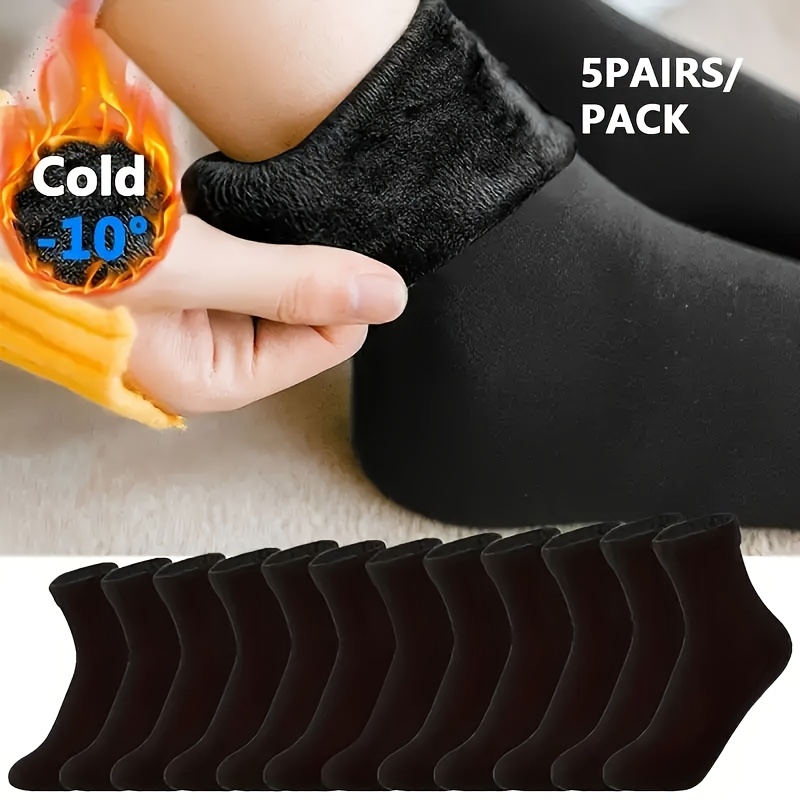 5pcs Comfortable Warm Mid-Calf Boot Socks - Soft, Breathable, Elastic Polyester for Cold Weather, Mid-calf, Boot Socks