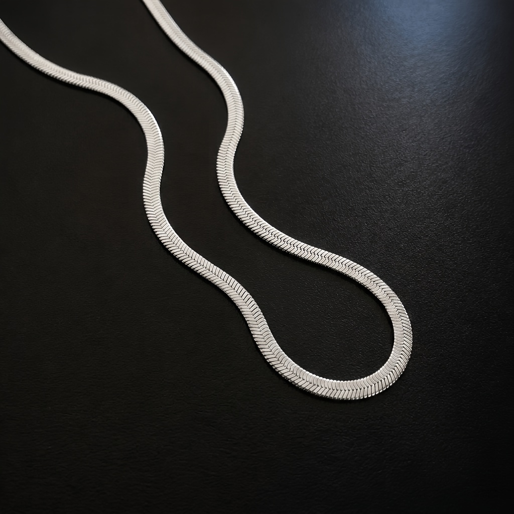 Men's Silvery Flat Snake Chain Necklace — 23 Inch