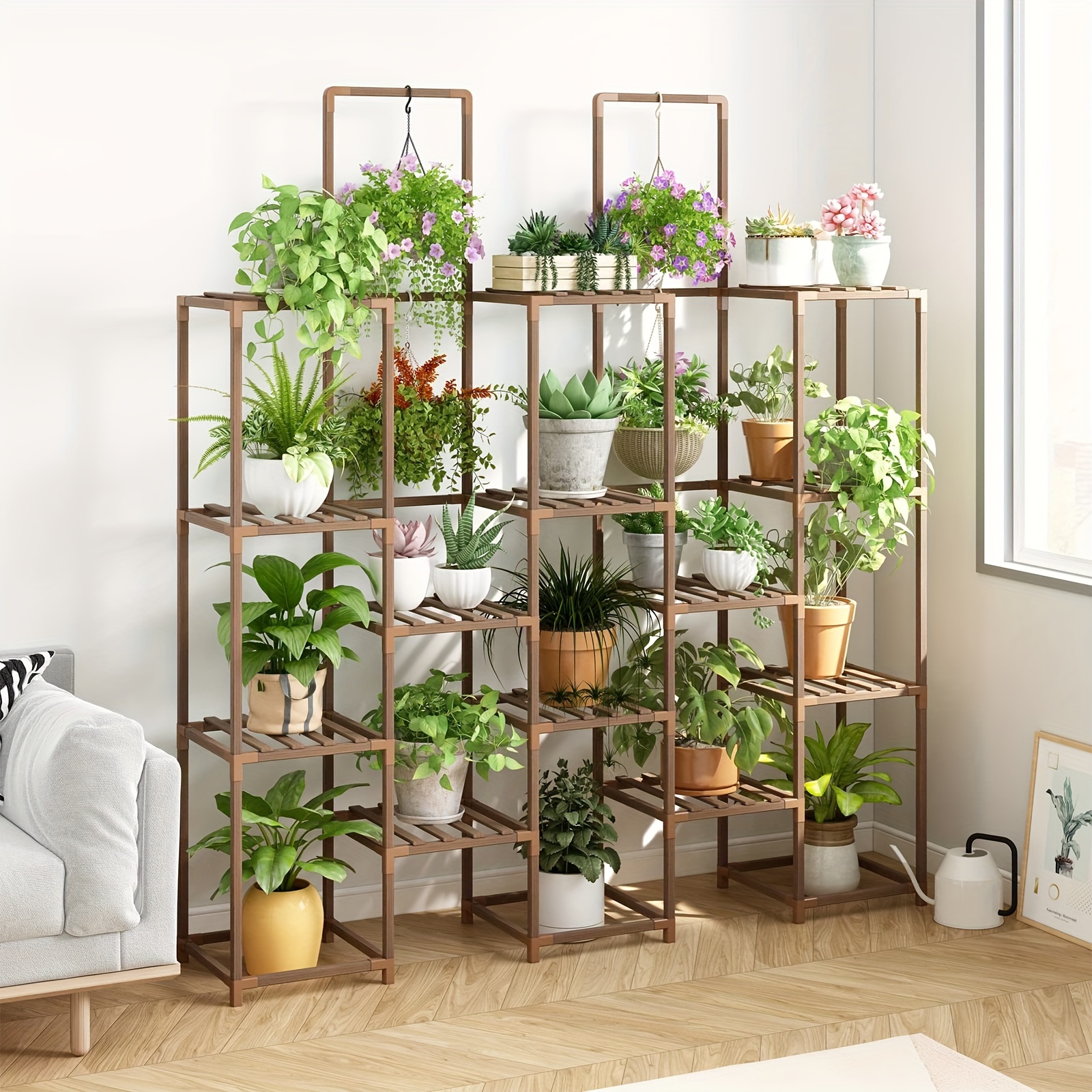 

6 Tiers Large Plant Stand Indoor Plant Shelf, Large Outdoor Rack With 13 Potted Holders, Tiered Tall Shelves For Multiple Plants, Can Also Be Used To Place Crafts, Shoes, Books, Etc