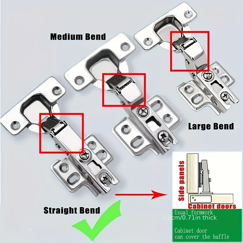 18pcs Cabinet Hinges Kitchen Cupboard Hinge, Kitchen Door Cupboard Concealed Hinge, Embedded Furniture Hinges For Bathroom Bedroom Dining Room