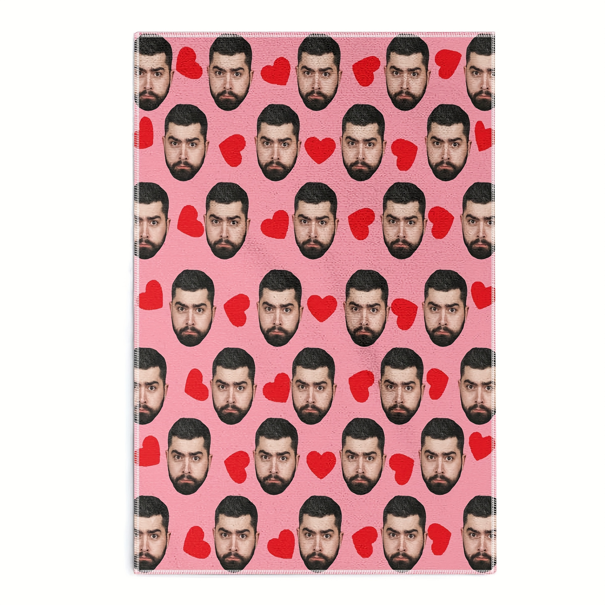 TEMU 1pc Custom Towel - Personalized Faces Design, Lightweight Polyester, 18x26in/45.5x66cm, Machine Washable, Cozy, Unique Valentine's Day Gift For