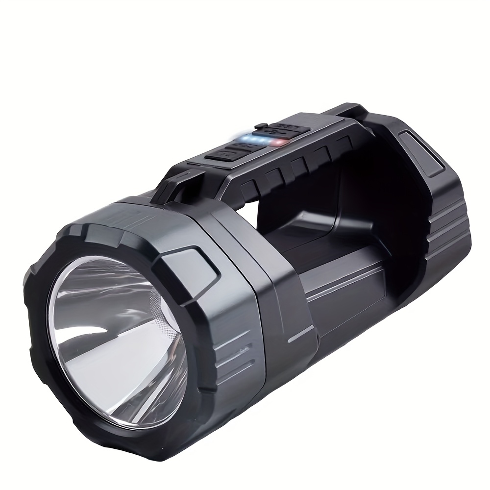 TEMU 1 Portable Solar-powered Flashlight Lantern Featuring A Multifunctional Hand Light, With Red And Blue Warning Lights, And An 1800mah Emergency
