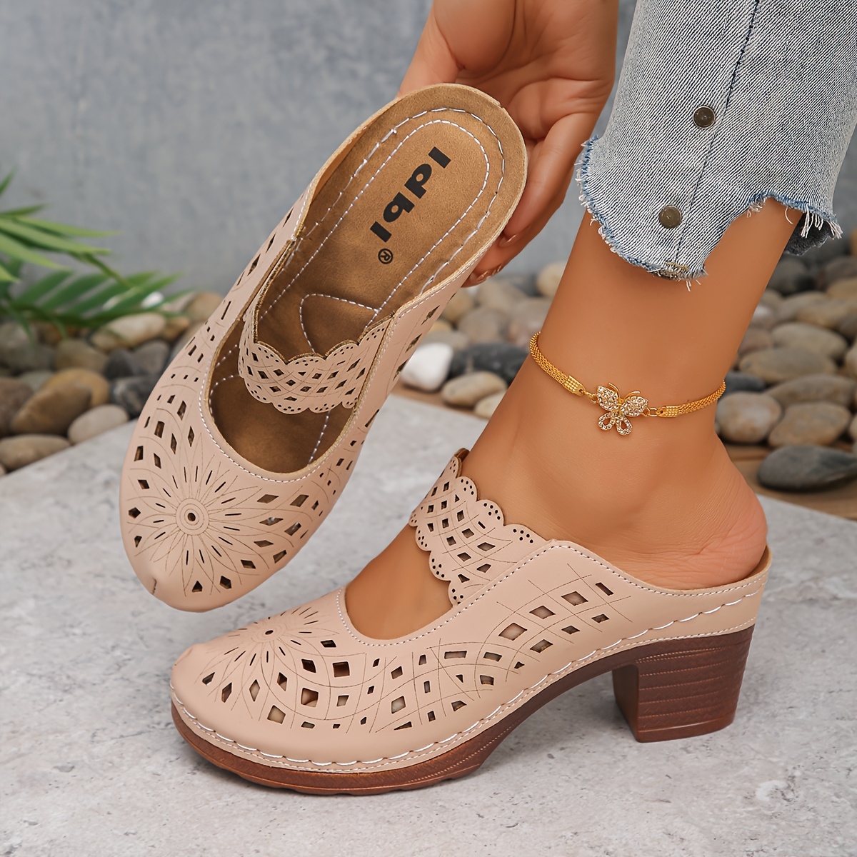 womens breathable cutout mules lightweight design for summer   office commutes and   women shoes apricot cn36 eu36 11