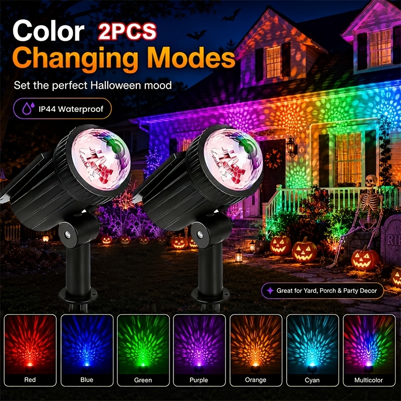 TEMU 1/2pcs Outdoor Solar Landscape Light, Outdoor Solar Starry Sky Projector Light, 7 Lighting /ip44 Waterproof Rating, From Dusk To Dawn Suitable