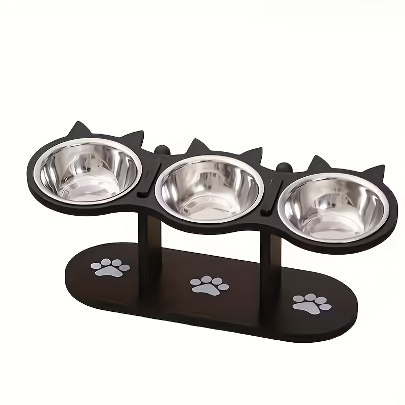 Elevated Bowl For Cats And Small Dogs, 3 Stainless Steel Bowls With Stand, Suitable For Cats And Small Dogs