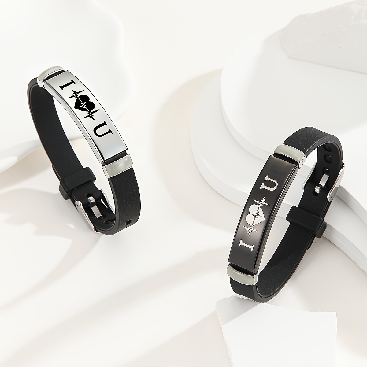 TEMU 2pcs/set Luminous Square Additions With "heart Beating I Love You" Pattern For Couples. A Fashionable Valentine's Day Gift For Women, Suitable