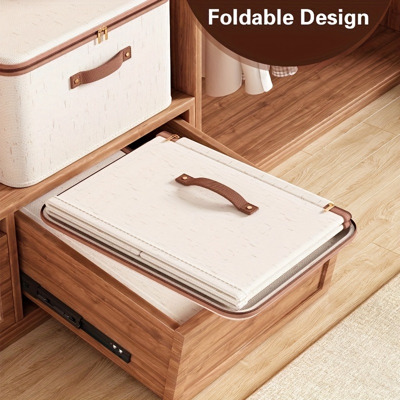 6pcs Fabric Storage Boxes with Zipper Lid, Foldable