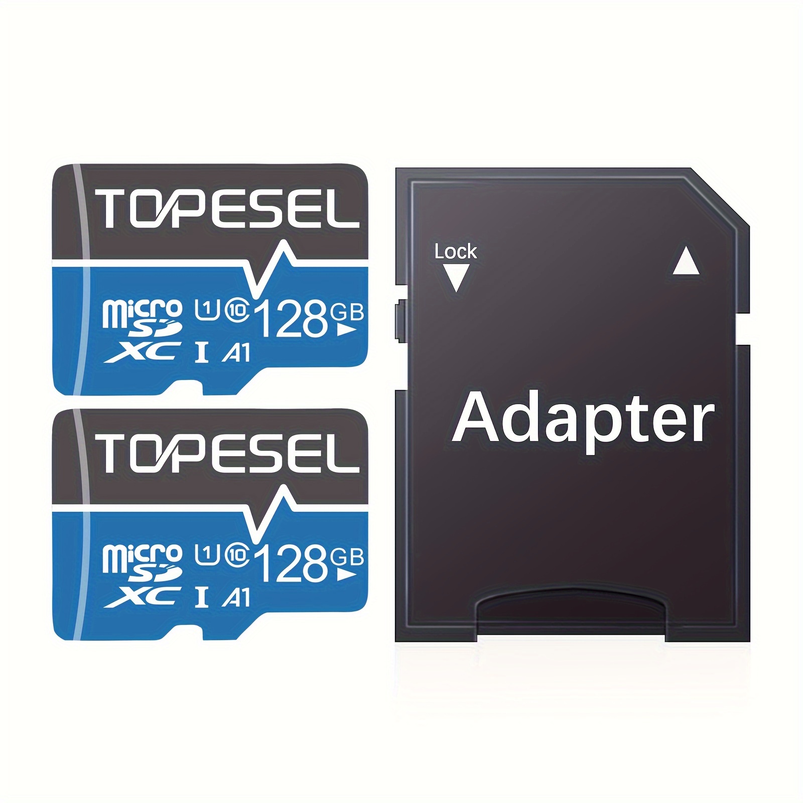 TEMU Topesel 2 Pack 128gb/64gb/32gb/16gb Card, Storage Card, U1, Suitable For Tablets, Smartphones, Dash Cams, Cameras, Monitors Blue