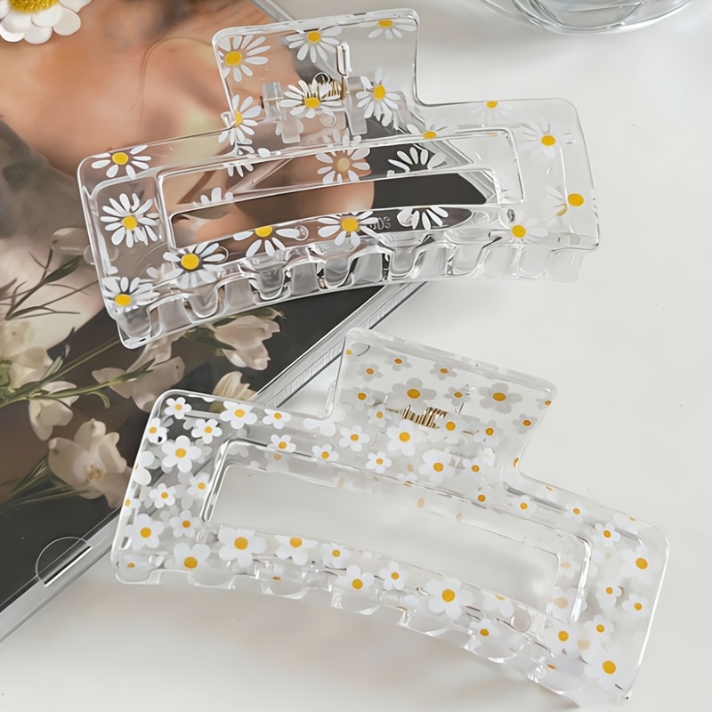 TEMU 2pcs Cute Shark Hair Clips Daisy Back Of Head Updo Hair Clip Hair Accessory