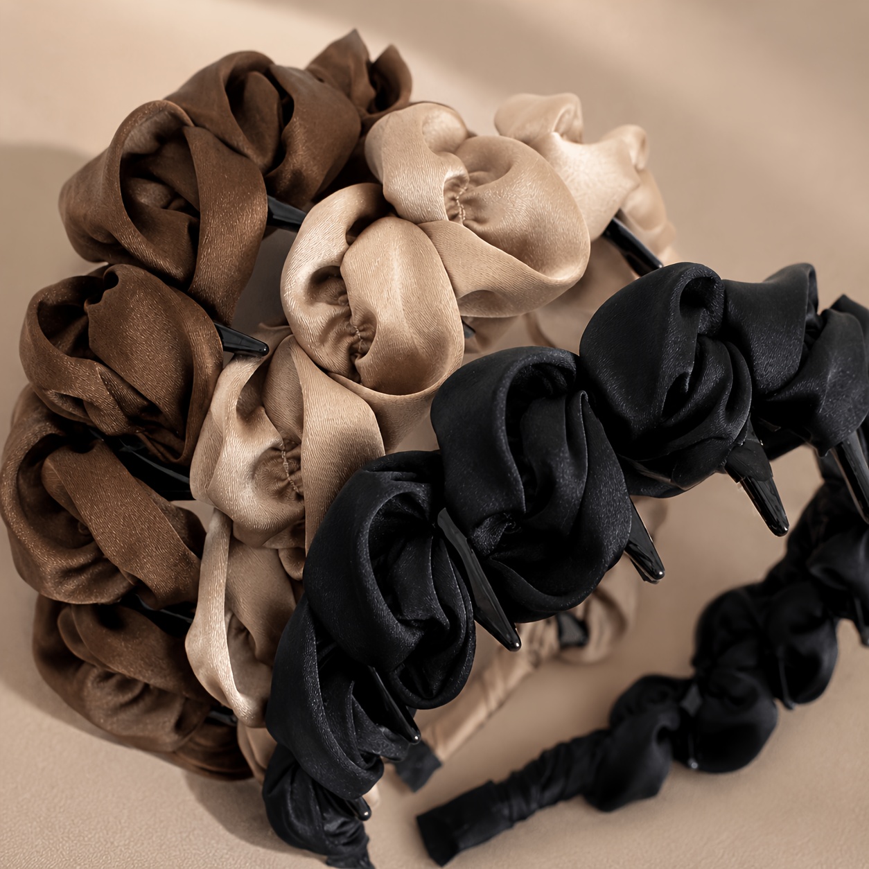 TEMU 3pcs Bandeau en , Haut de Gamme, Couronne Haute, Coiffure d'Extérieur Multifonctionnelle, Usage