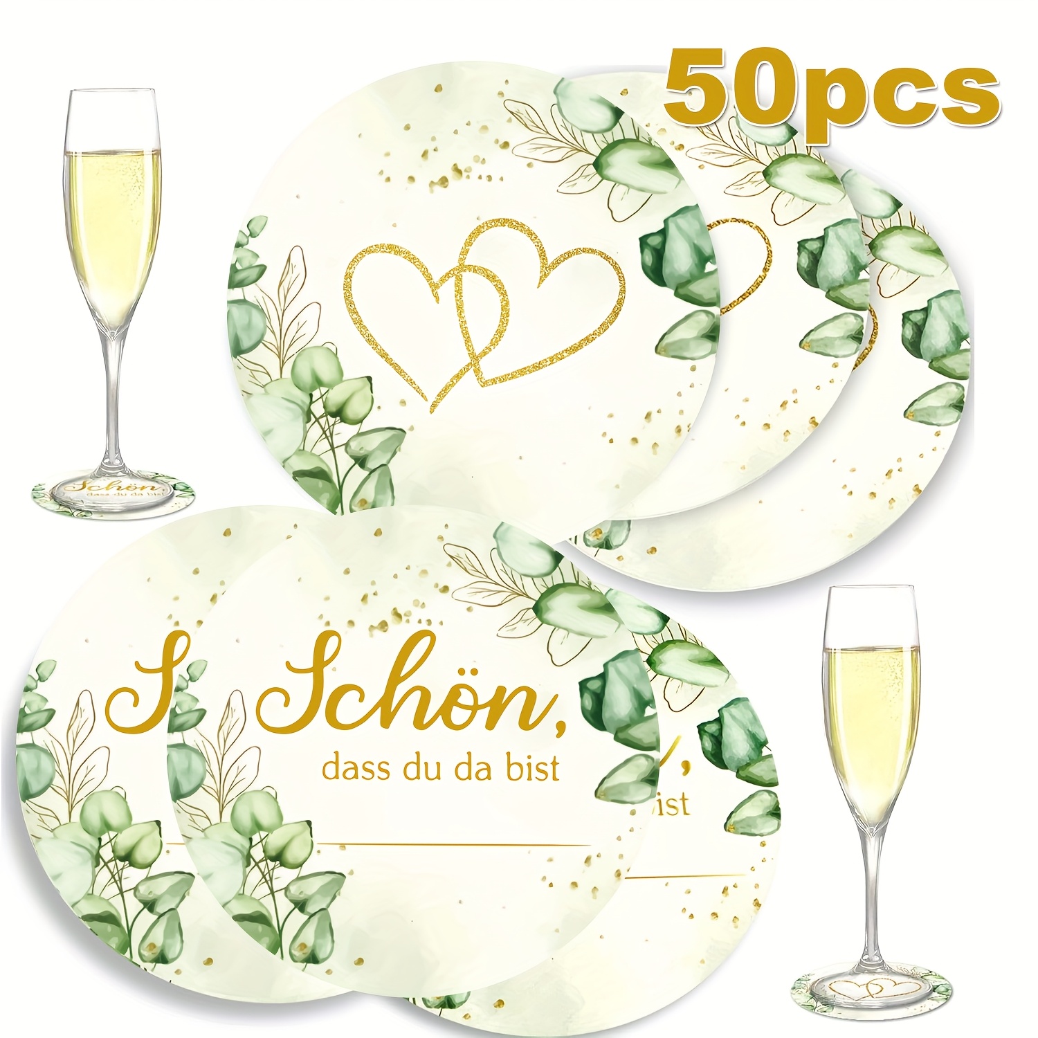 50 German "schön Das Du Da Bist" Beer Coaster Bases, Beer Cap Holders, Wedding Beer Cap Holders, Blank Table Cards, Wedding Table Decorations